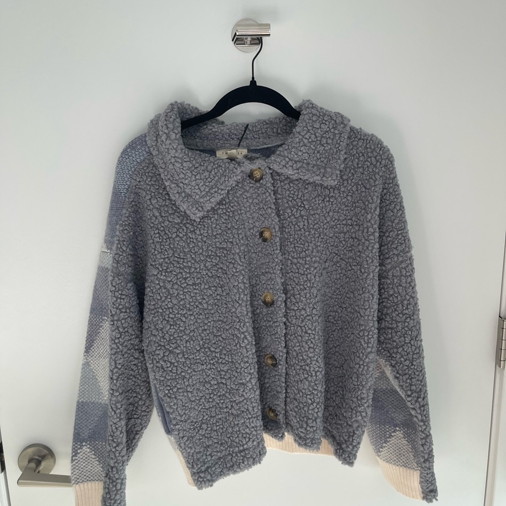 Promesa Cozy Blue Button -Up Sherpa Jacket